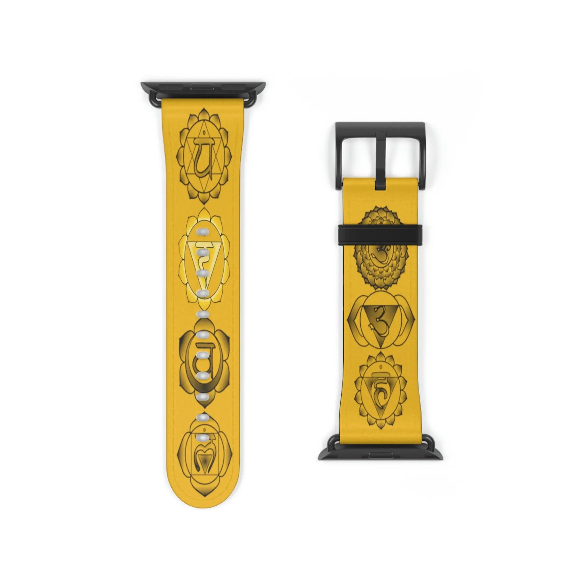 Solar Plexus Chakra Designer Watch Band with a Black buckle.