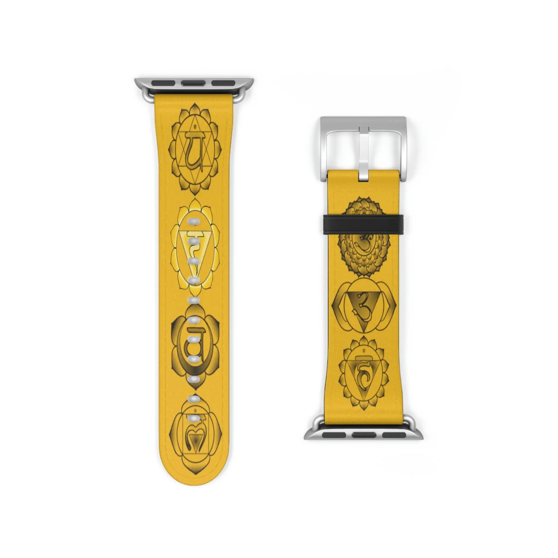 Solar Plexus Chakra Designer Watch Band with a Silver buckle.