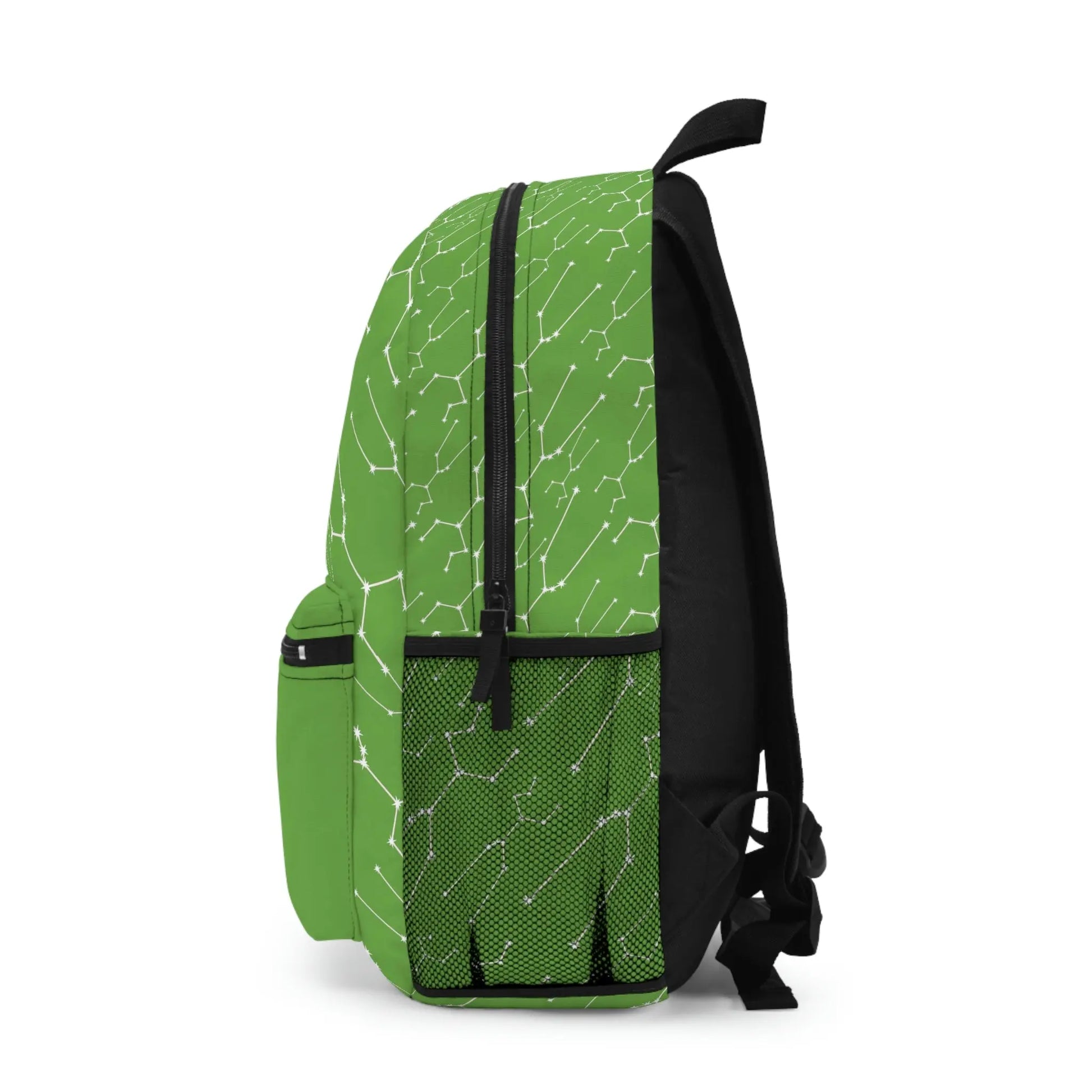 Green Taurus Zodiac Backpack - Left side profile showing the full constellation pattern.