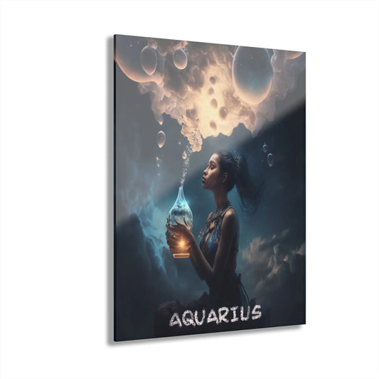 Aquarius Zodiac Acrylic Wall Art shown in the 11" x 14" size on a white background.