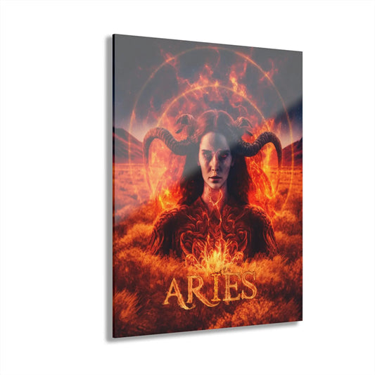 Aries "Fire Goddess" Acrylic Wall Art shown in the 11" x 14" size on a white background.