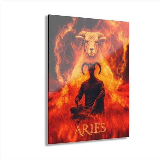 Aries "Ram Spirit" Acrylic Wall Art shown in the 11" x 14" size on a white background.