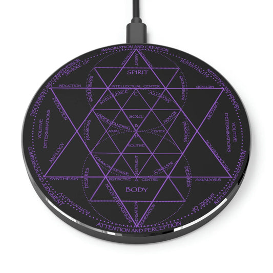 "Constitution of Man" Wireless Charger on a white background, showing the full esoteric diagram.
