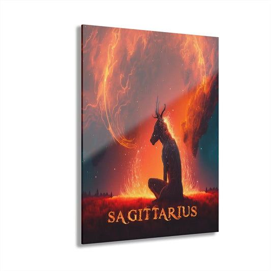 Sagittarius Zodiac Acrylic Wall Art shown in the 11" x 14" size on a white background.