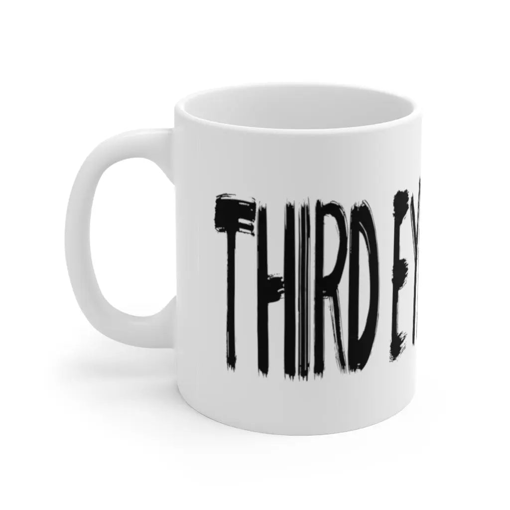 Third Eye Chakra Mug - Right side with "THIRD EYE" text, clean white background.