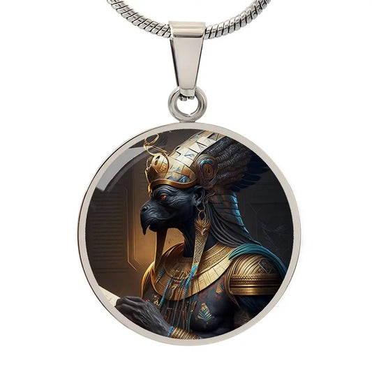 Silver Thoth Egyptian God Pendant Necklace on a white background.