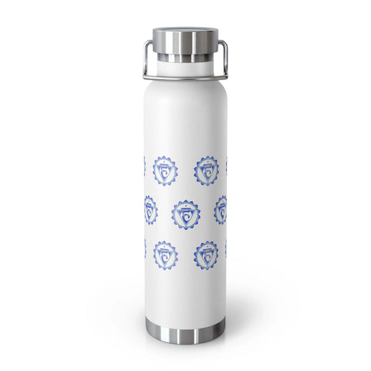 Throat Chakra Insulated Tumbler in White - 22oz capacity.