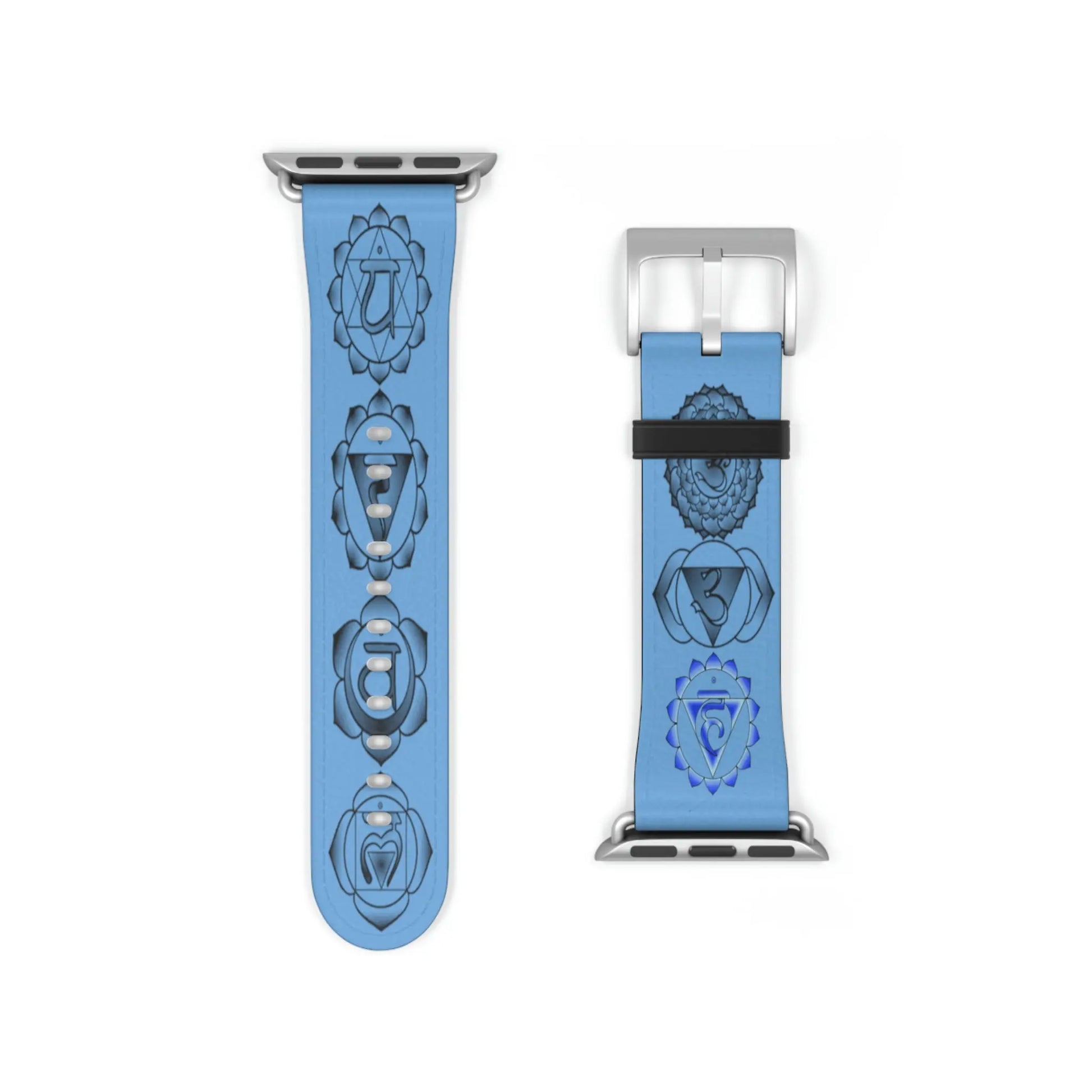 Throat Chakra Designer Watch Band with a Silver buckle.
