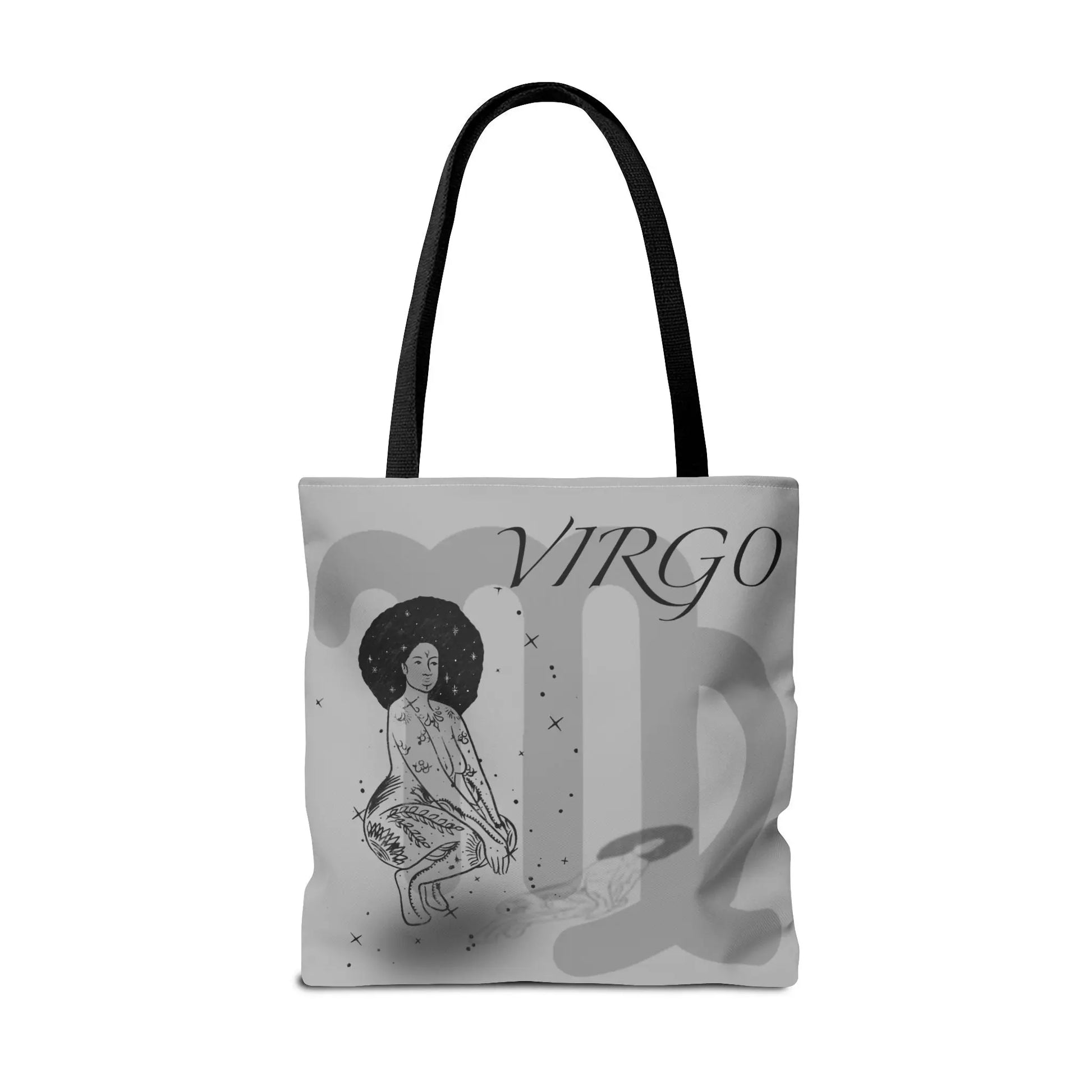 Virgo Zodiac Tote Bag - Back view showing the identical African Queen illustration.