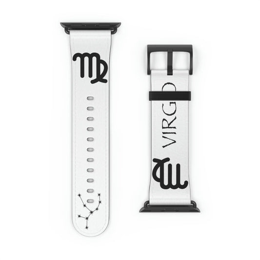 White Virgo Zodiac Yang Watch Band with a Black buckle.
