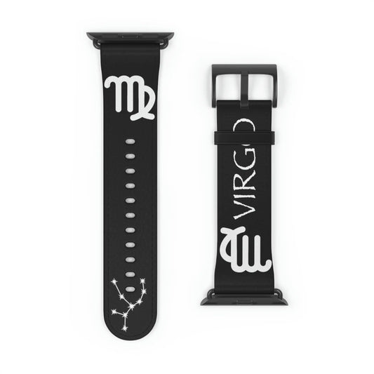 Black Virgo Zodiac Yin Watch Band with a Black buckle.