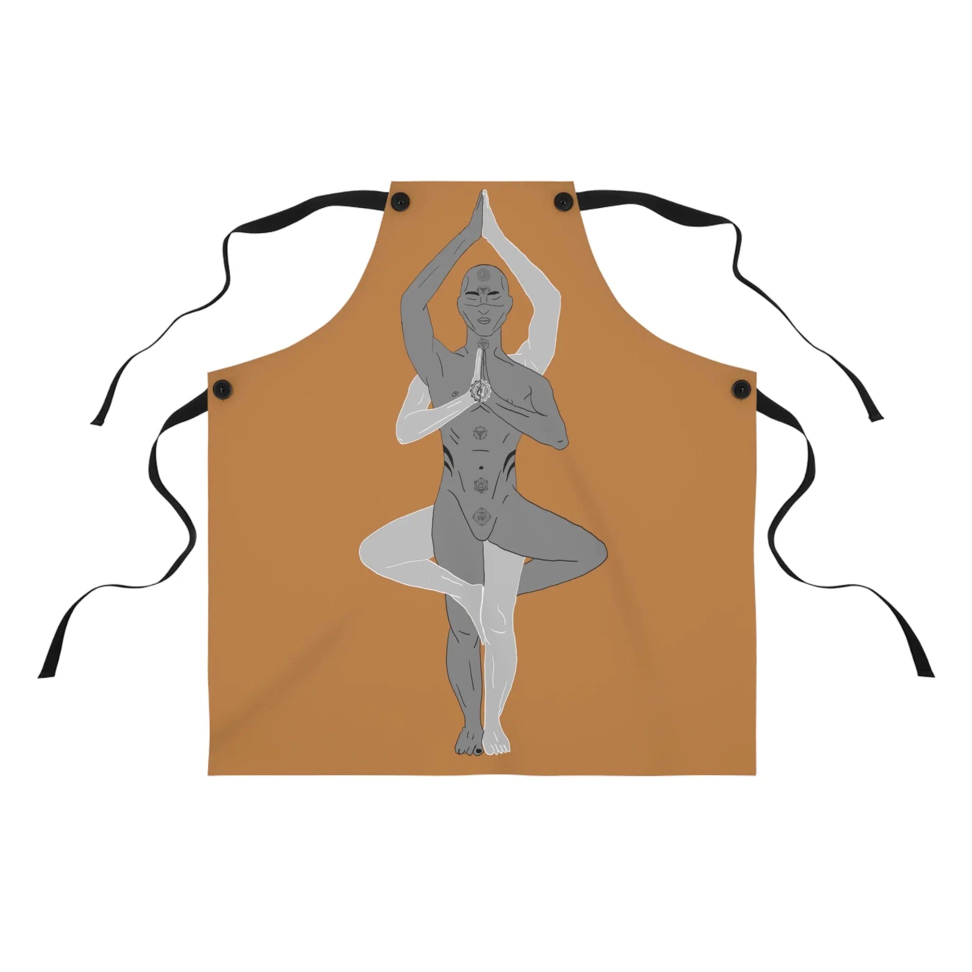 "Yin-Yang Harmony" Yogi Cooking Apron - Full view of the design on a white background.