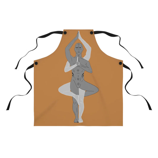 "Yin-Yang Harmony" Yogi Cooking Apron - Full view of the design on a white background.