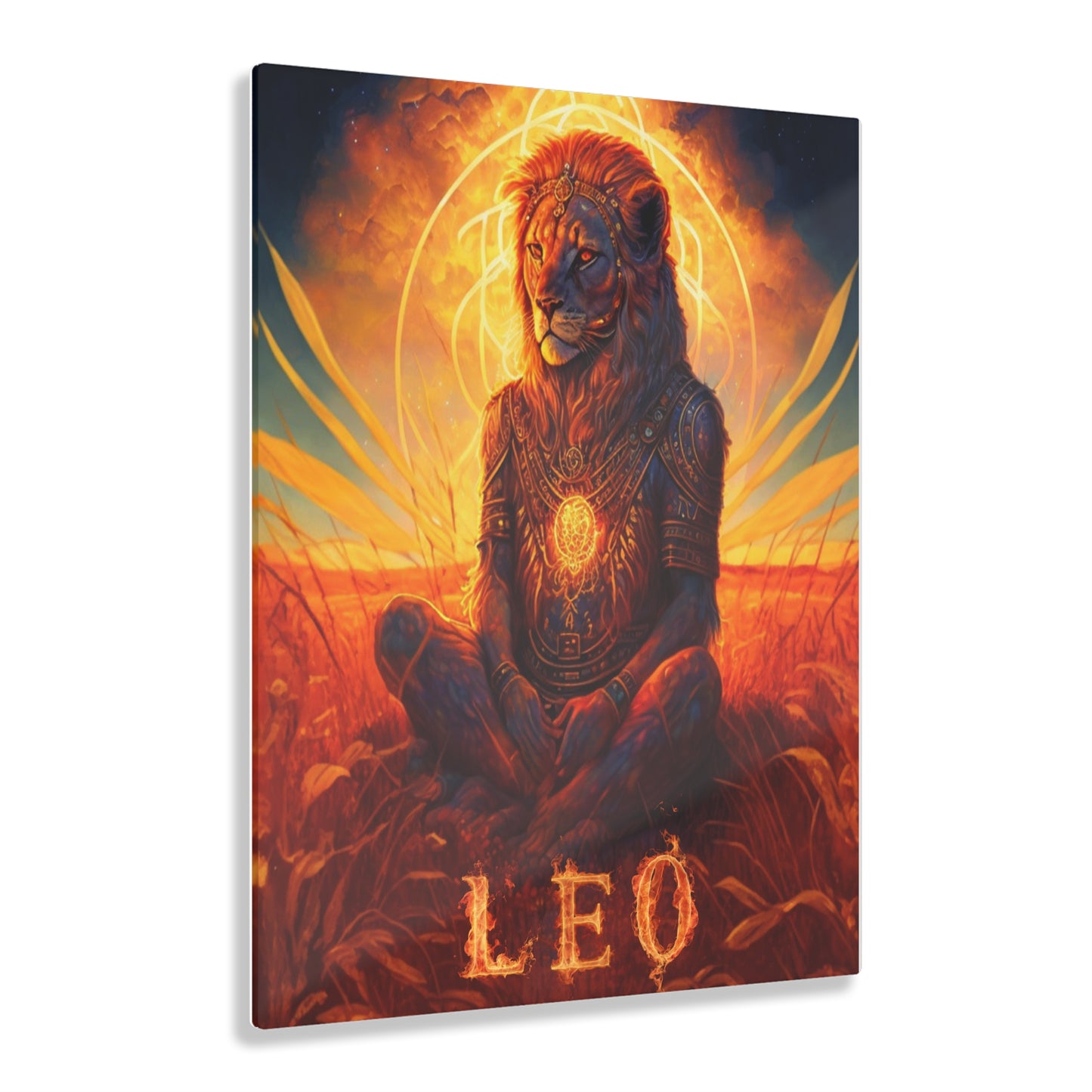 The Leo Fire Embrace Acrylic Art Printify