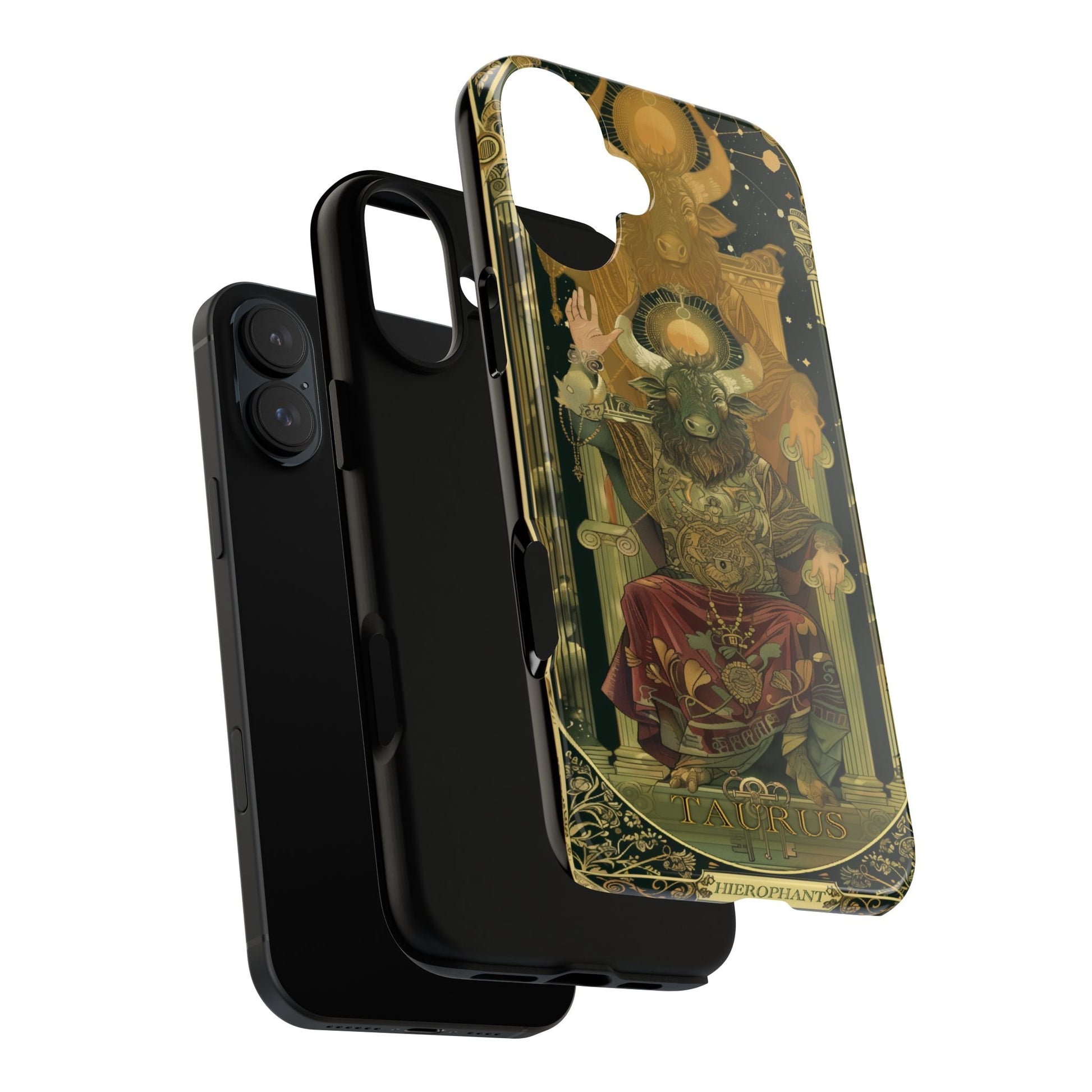 Taurus "The Hierophant" Tarot Card Phone Case showing durability layers
