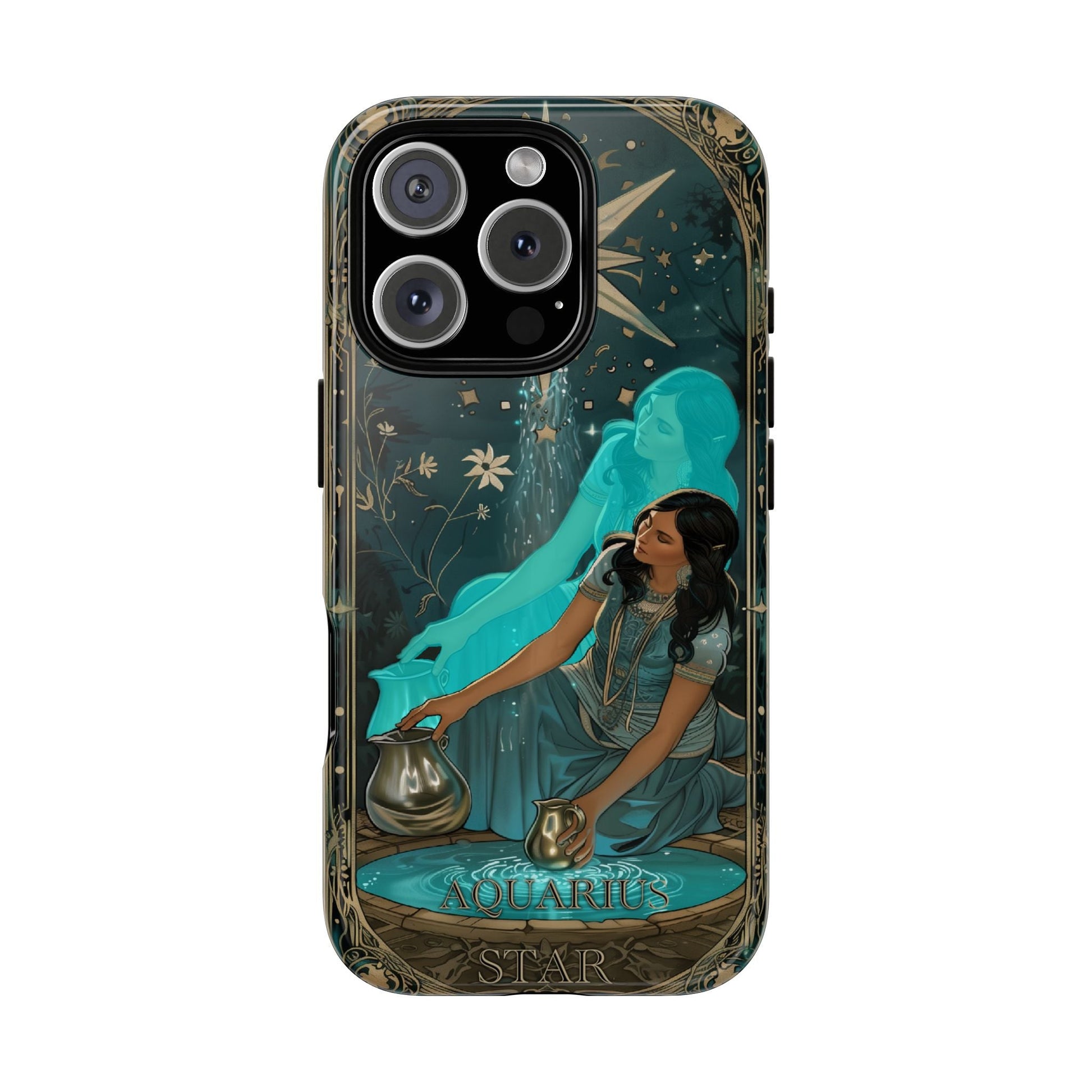 Aquarius "The Star" Tarot Card Phone Case for iPhone 17 - Front view.