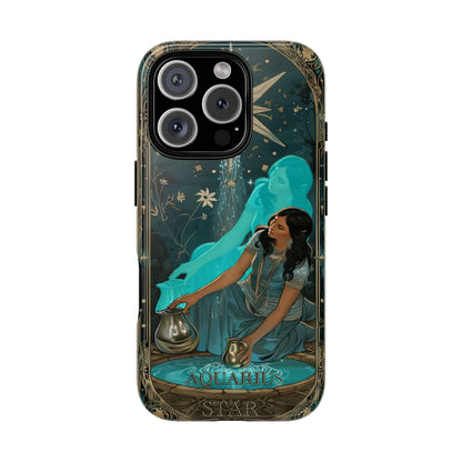 Aquarius "The Star" Tarot Card Phone Case for iPhone 17 - Front view.