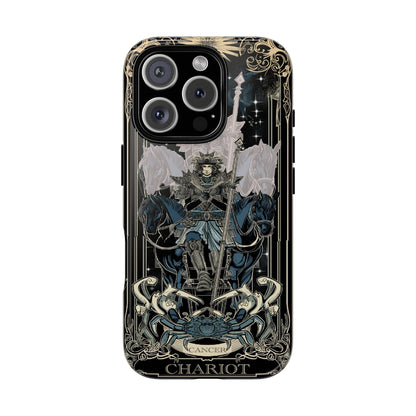 Cancer "The Chariot" Tarot Card Phone Case for iPhone 17 - Front view.