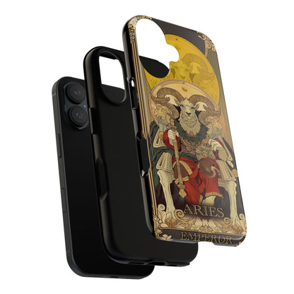 Angled view of the Aries phone case showing the 3D wrap design and glossy finish.
