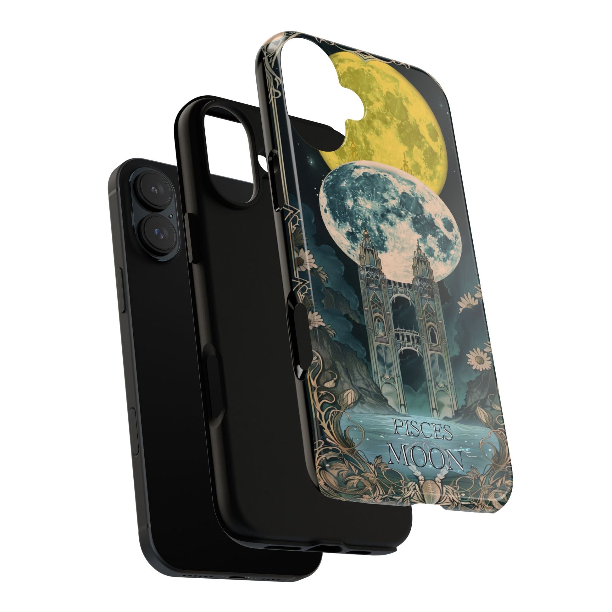 Pisces "The Moon" Tarot Card Phone Case showing durability layers. 