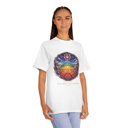 Peel Back the Layers Spiritual T-Shirt | Onion Soup Podcast Merch