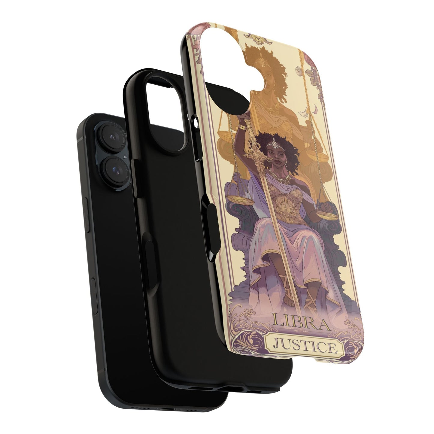 Libra "Justice" Tarot Card Phone Case showing durability layers 