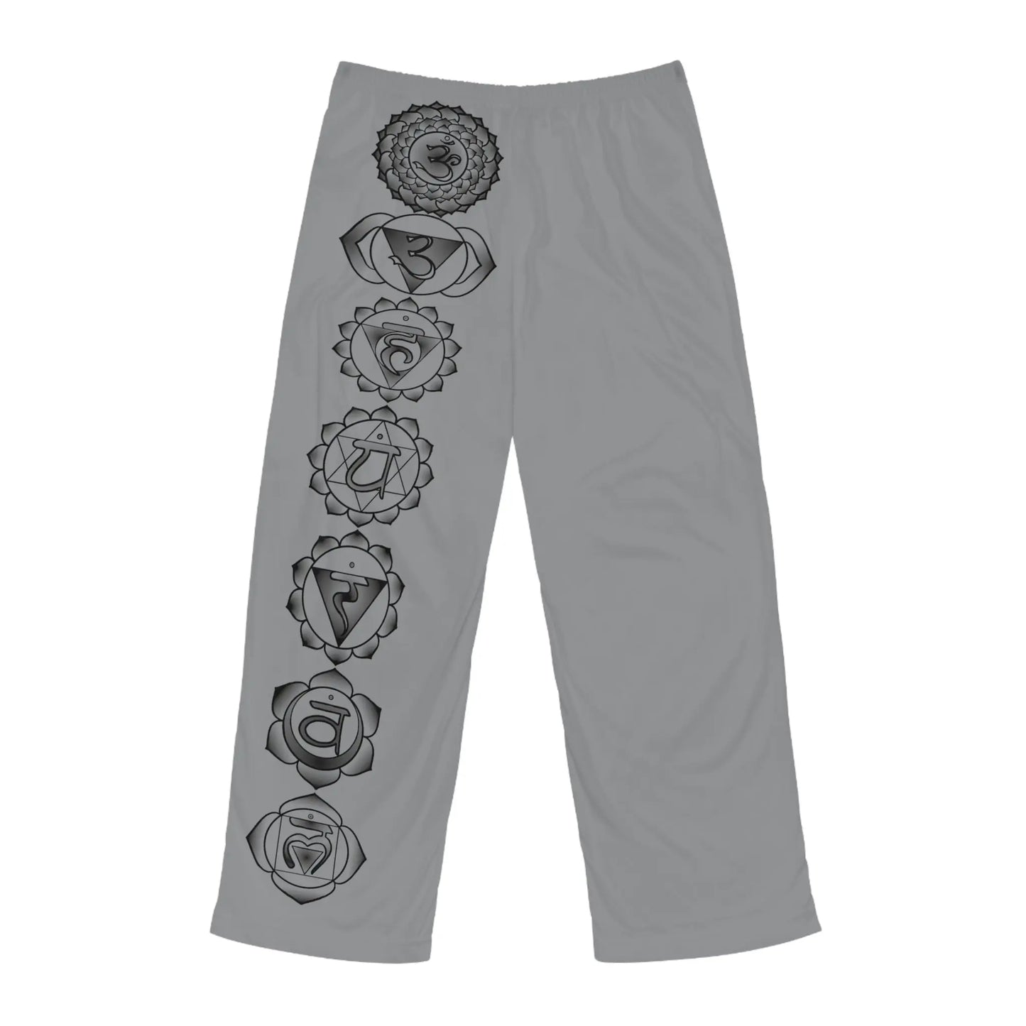 7 Chakra Men's Lounge Pants - Plain gray back view of the relaxed fit.