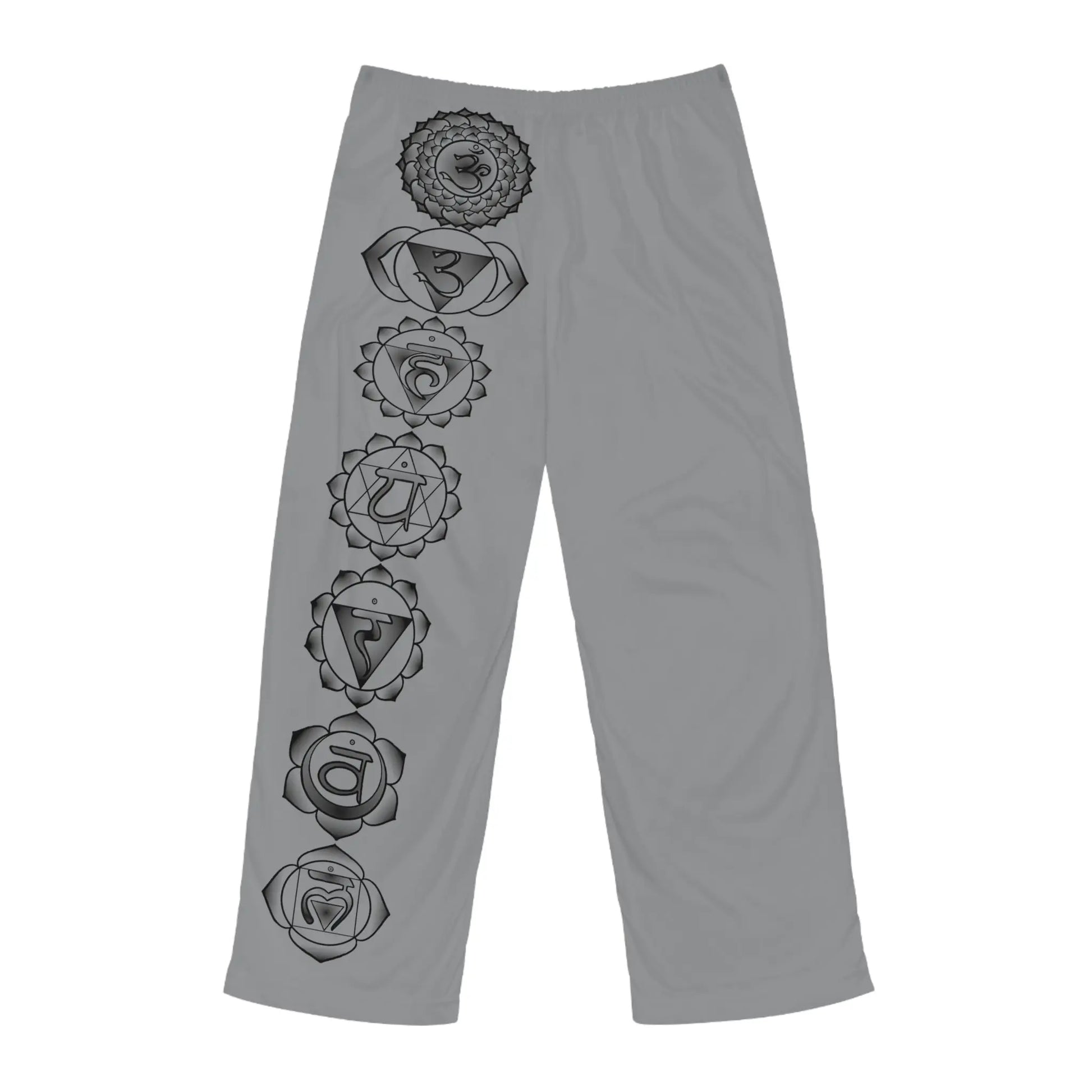 7 Chakra Men's Lounge Pants - Plain gray back view of the relaxed fit.