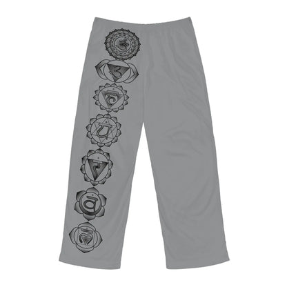 7 Chakra Men's Lounge Pants - Plain gray back view of the relaxed fit.