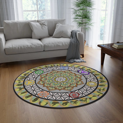 Mudras Round Rug Printify