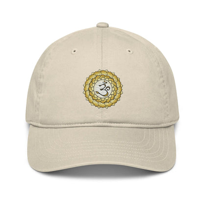  Oyster-colored Crown Chakra Baseball Cap - Front view with the Crown Chakra symbol.
