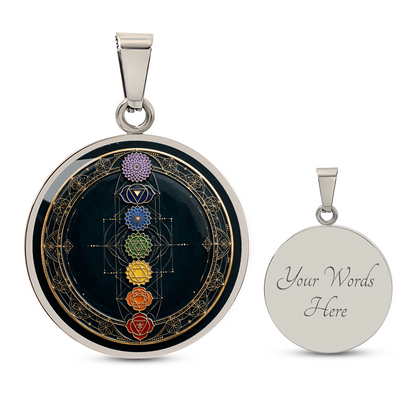 Seven Chakra Medallion Necklace – Fixed Chakra Pendant with Intention Card